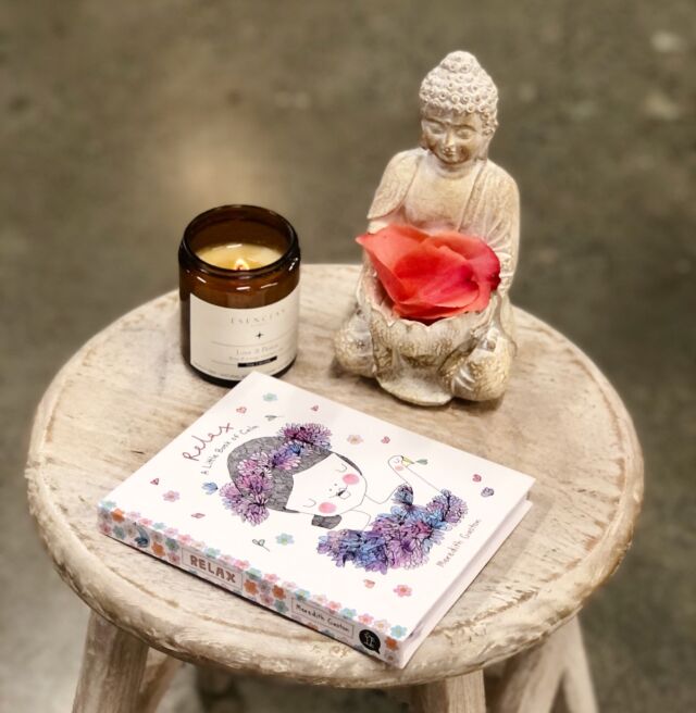 What makes a moment relaxing to you? A hot bath? Reading a good book? Meditating by candle light? Thank you @esenciasaustralia for creating such an evocative fragrance for your Love & Peace candle. And have a look at our new range of beautifully illustrated @meredithgastonmasnata books! #relax #meditation #perthgifts #relaxationstation #beautifulbooks #supportsmallbusiness #supportlocalbusiness #supportperthbusiness